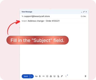 Screenshot showing subject line field
