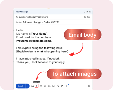 Screenshot showing email body
